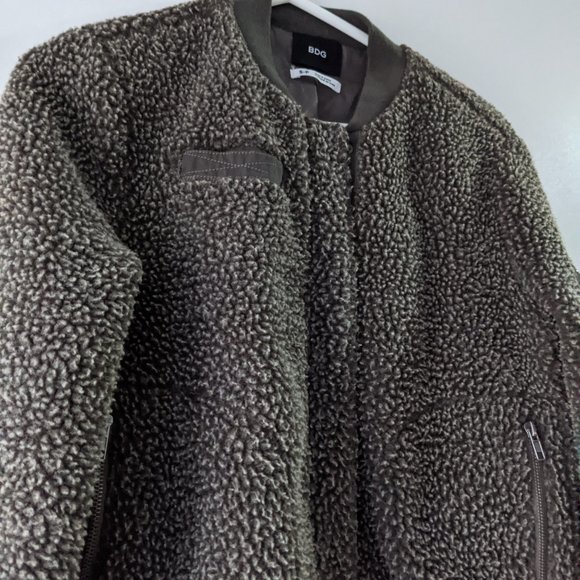 UO BDG Cozy Teddy Bomber Jacket Brown Size Small - Picture 8 of 11
